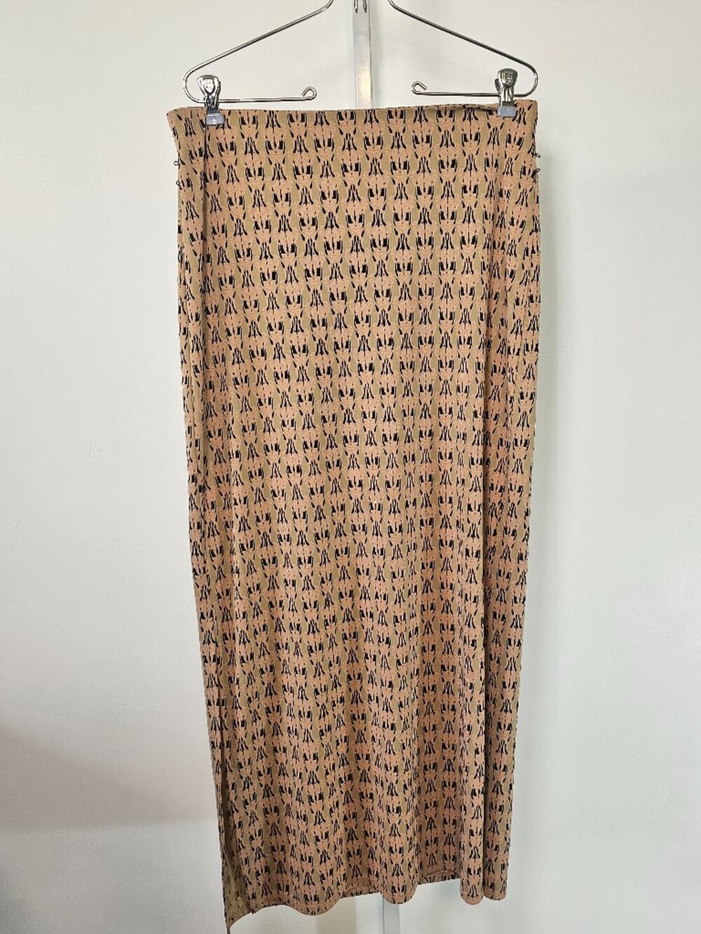 Studio M Skirt Beige Pink Japanese Maxi Geometric Grunge Casual Festival M NWT